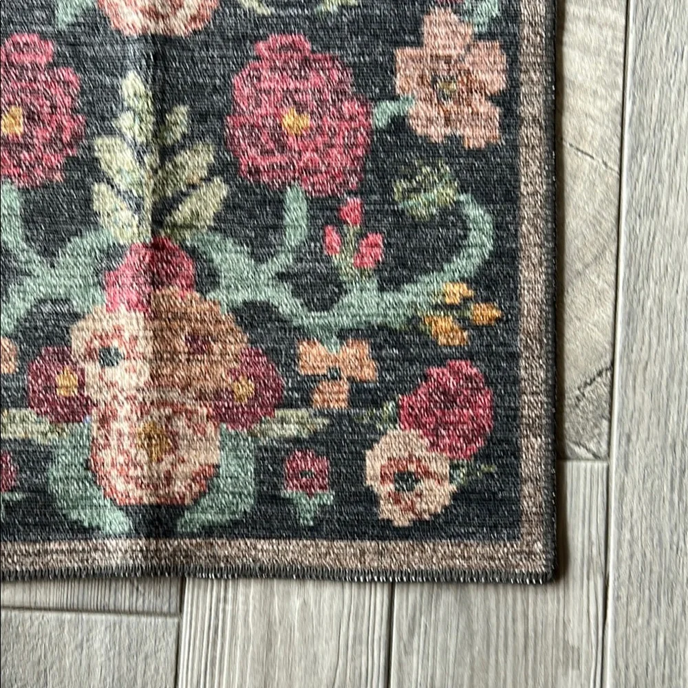 Rifle Paper Co. X Loloi Rosa Black Floral Border Rug 2’3” X 3’9” New NWT